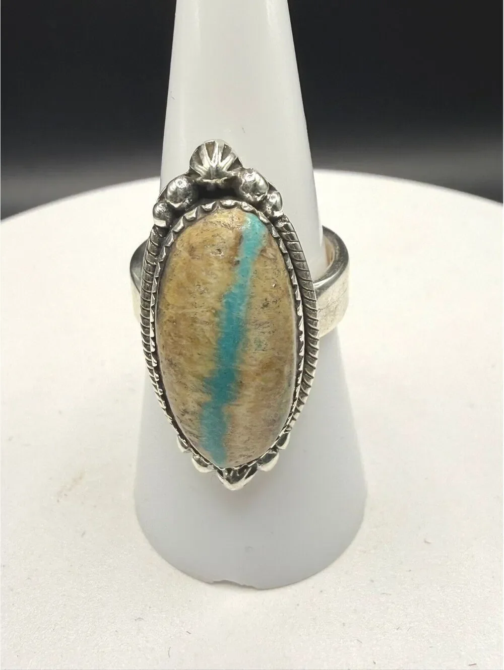 Royston Ribbon Turquoise Adjustable Sterling Silver Ring